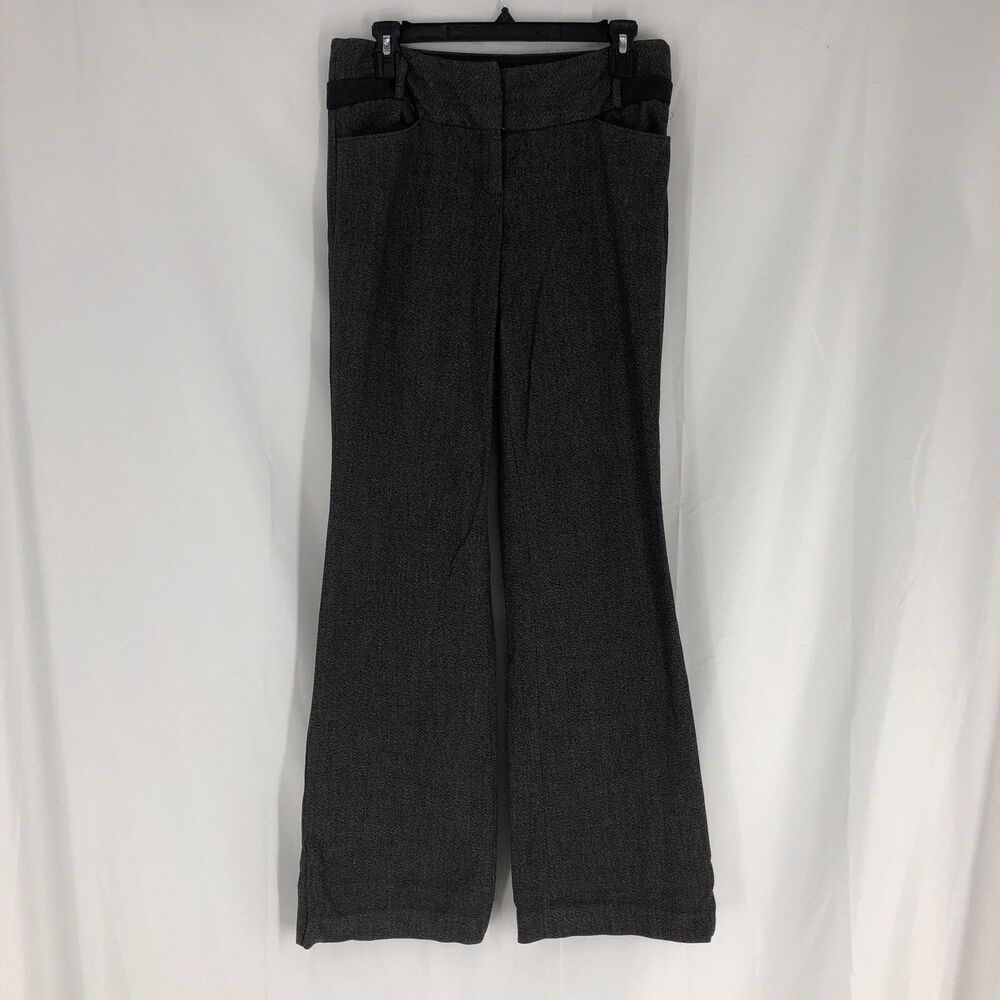 Express Womens Design Studio Editor Flare Low Pants Stretch Sz 2R Dark Gray